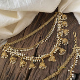 3 Layered Jhumka Maatil/Ear Chain-Pearl-G12367